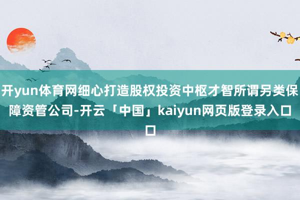 开yun体育网细心打造股权投资中枢才智所谓另类保障资管公司-开云「中国」kaiyun网页版登录入口