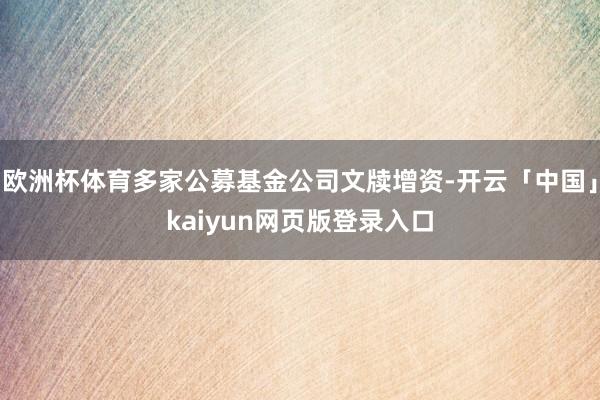 欧洲杯体育多家公募基金公司文牍增资-开云「中国」kaiyun网页版登录入口